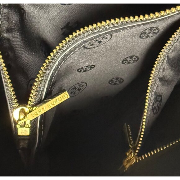 Tory Burch Thea Chain Slouchy Shoulder Bag $495 black/gold logo tassels divided - Picture 14 of 14